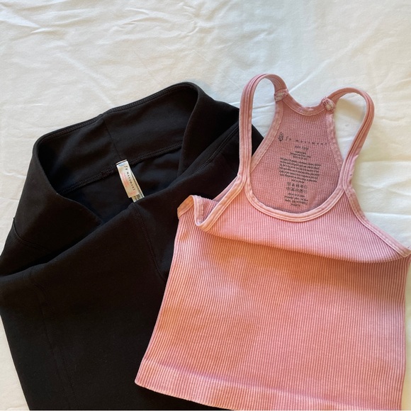 Free People FP Movement  capri length black leggings XS and pink tank XS/S - Picture 9 of 9